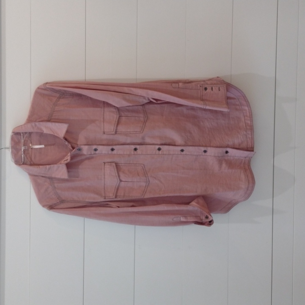 Free People rose tunic button down blouse chambrey